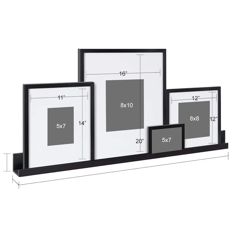 Kate and Laurel Gallery Wall Shelf with Frames Set
