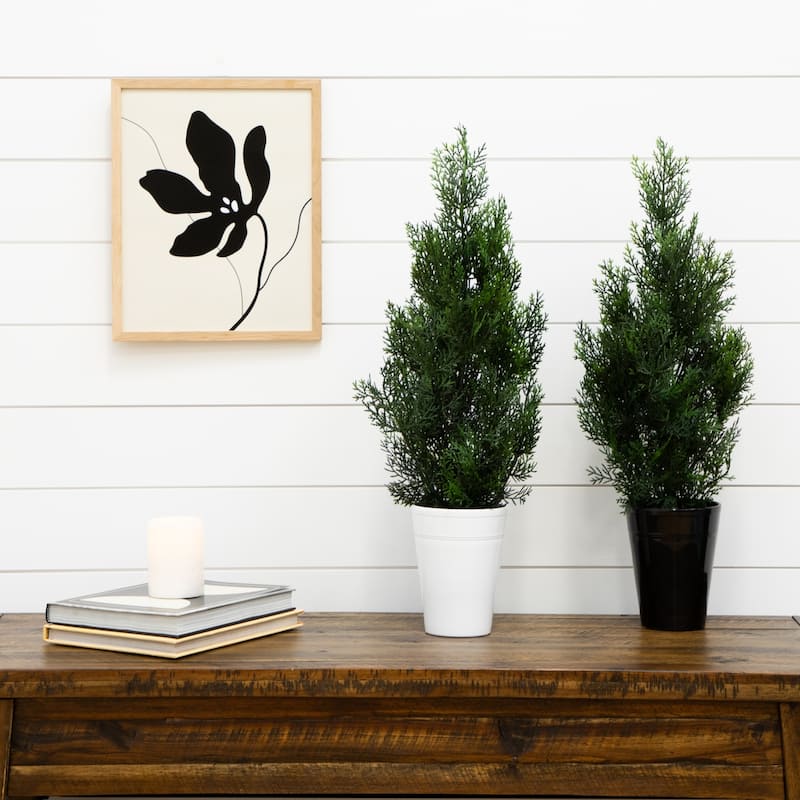 2ft. Artificial Cedar Pine Tree UV Resistant (Indoor/Outdoor) - Set of 2 Petite Holiday X-Mas Accents