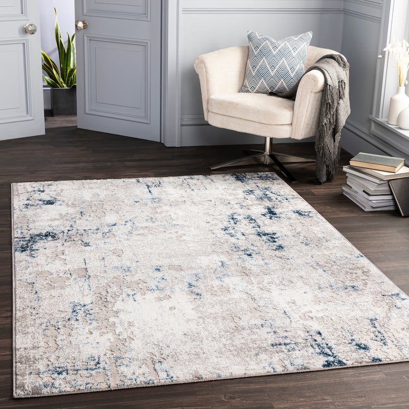 Livabliss Lentz Modern Abstract Area Rug - Denim - 9' x 12'