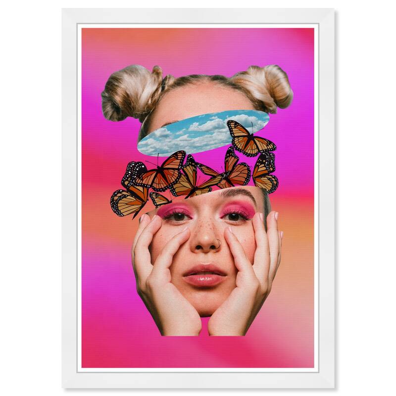 Wynwood Studio Prints People and Portraits Positive Thoughts Purple and Neon Purple Bohemian & Eclectic Wall Art Canvas Print