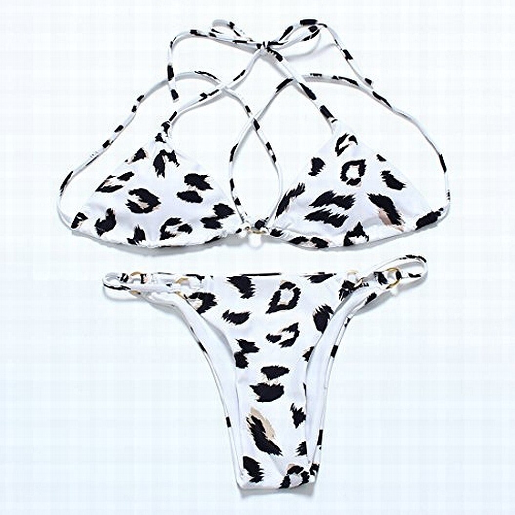 Strip Sky Brown White Womens Size Small S Printed Bikini Swimsuit Overstock