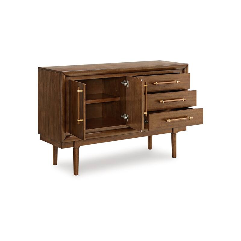 Jeyn Dining Room Server with 3 Drawers and Fixed Shelf, Brown Hardwood