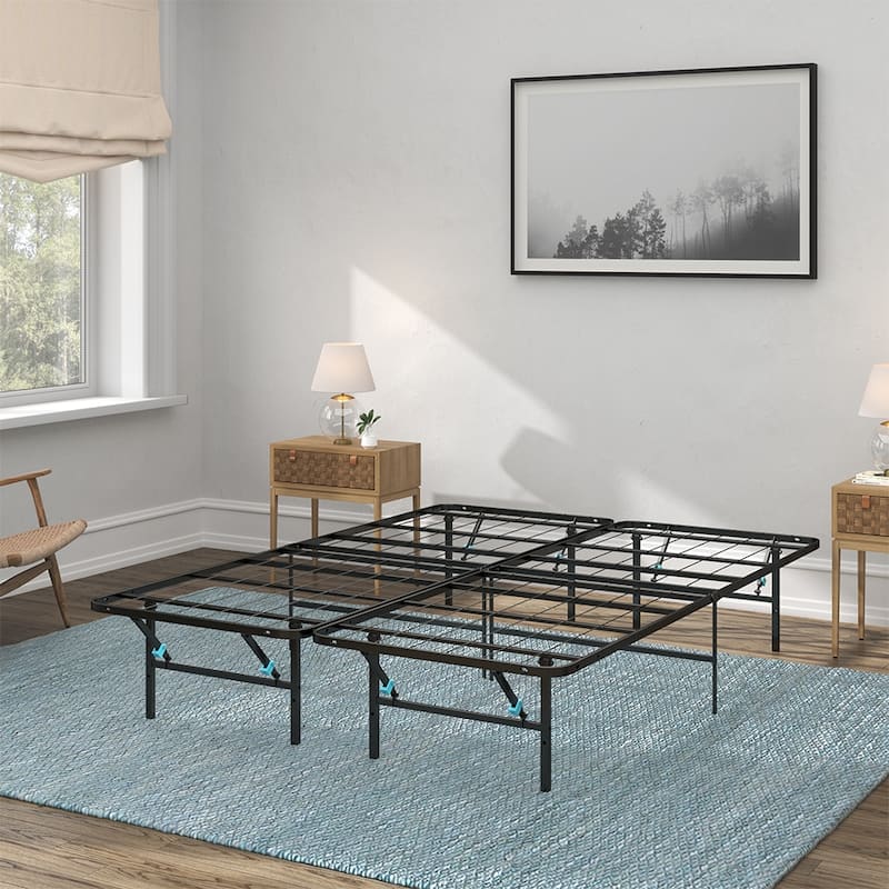 Black No Tool Assembly Foldable Bed Frame