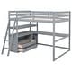 preview thumbnail 35 of 42, Modern Loft Bed with Storage Staircase & Desk, Wood Loft Bed w/Storage Shelves & 2 Built-in Drawers, for Kids Teens Boys Girls