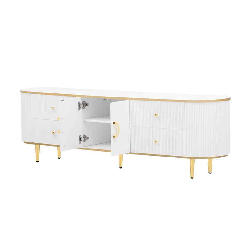 Modern TV Stand for Living Room, Entertainment Center for TVs Up to 80", Wood Media Console with 4 Drawers and 1 Cabinet