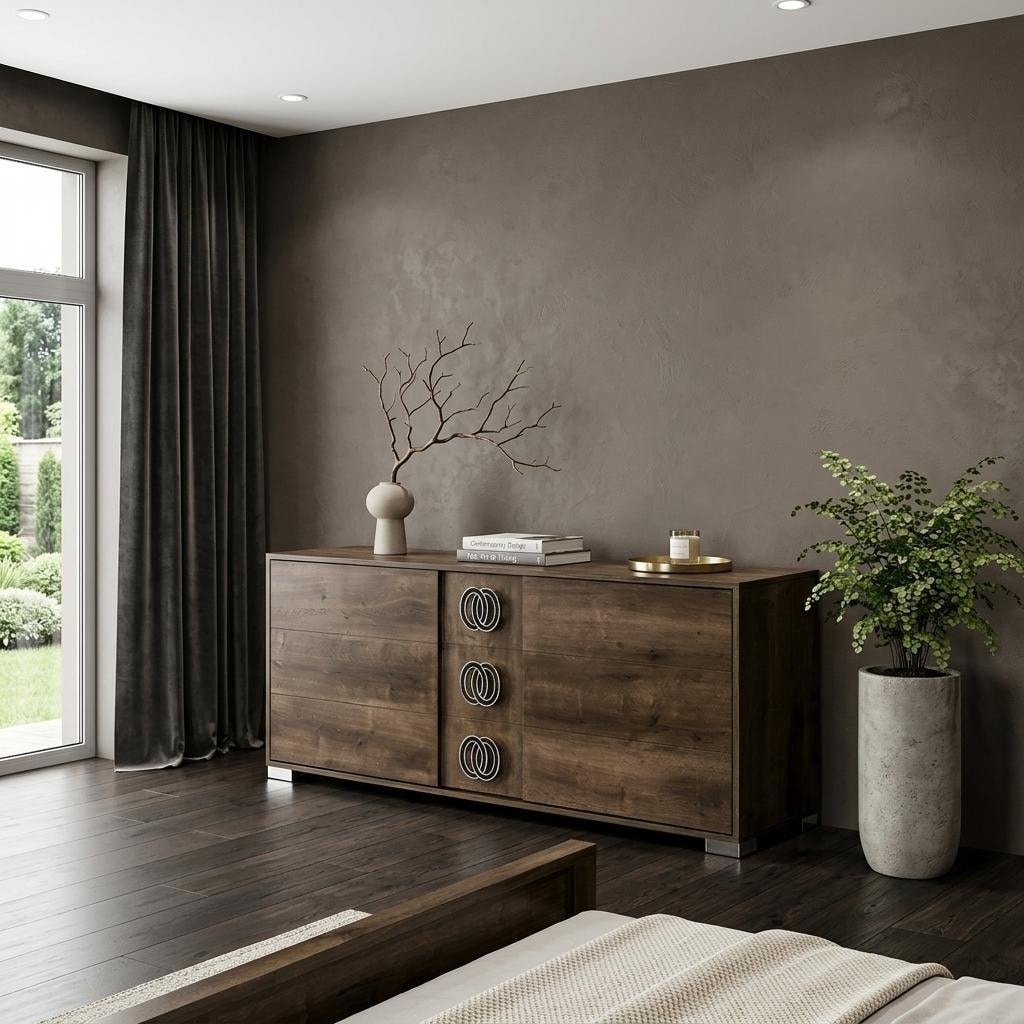 HomeRoots 66" Brown Wood Three Drawer Double Dresser