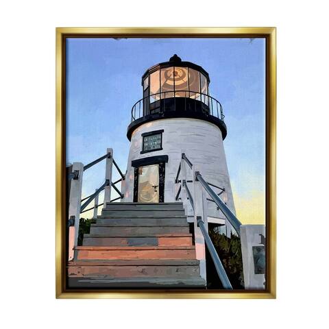 Stupell Industries Coastal Lighthouse Beacon Floater Canvas Wall Art by Emily Kalina