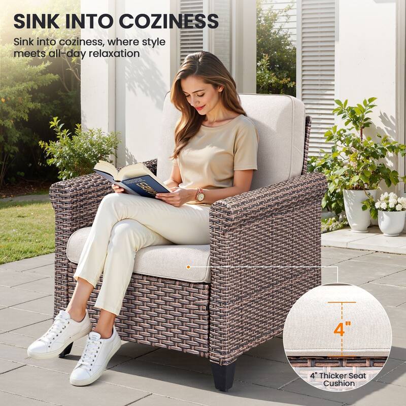 Pocassy Outdoor Sofa Swivel Chairs Patio Chair Funiture Set