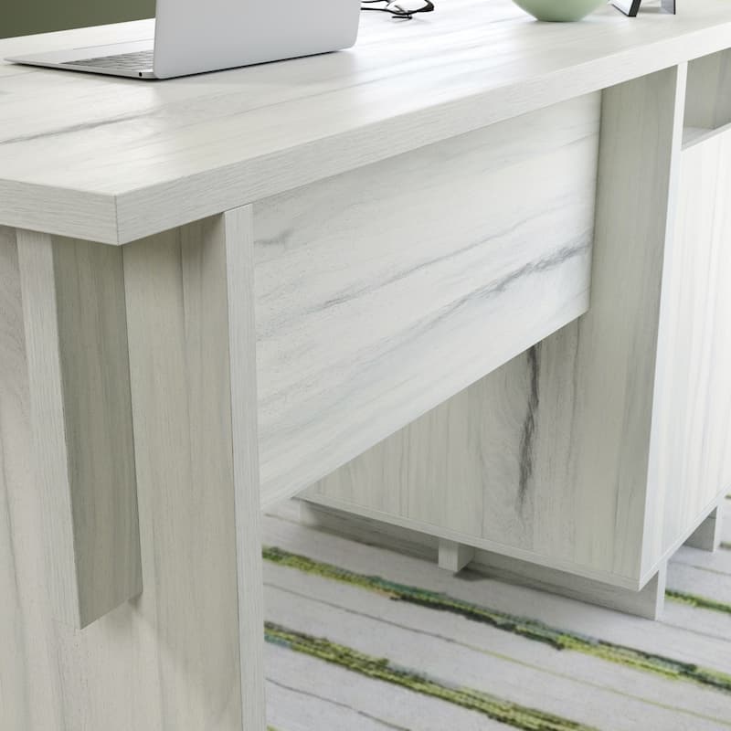 Wood Desk with File Drawer, White