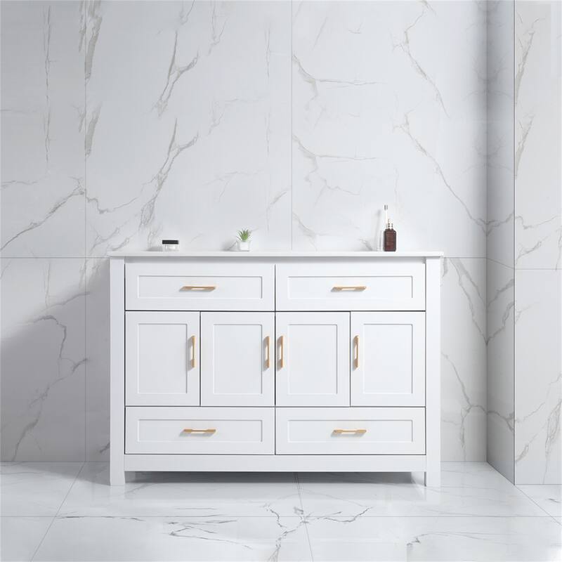 48" Bathroom Vanity with Ceramic Sink Combo - White