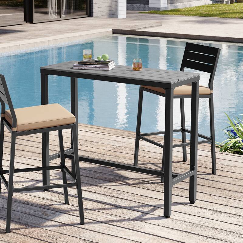 Crestlive Products Patio Outdoor Bar Table Rectangle Pub Table