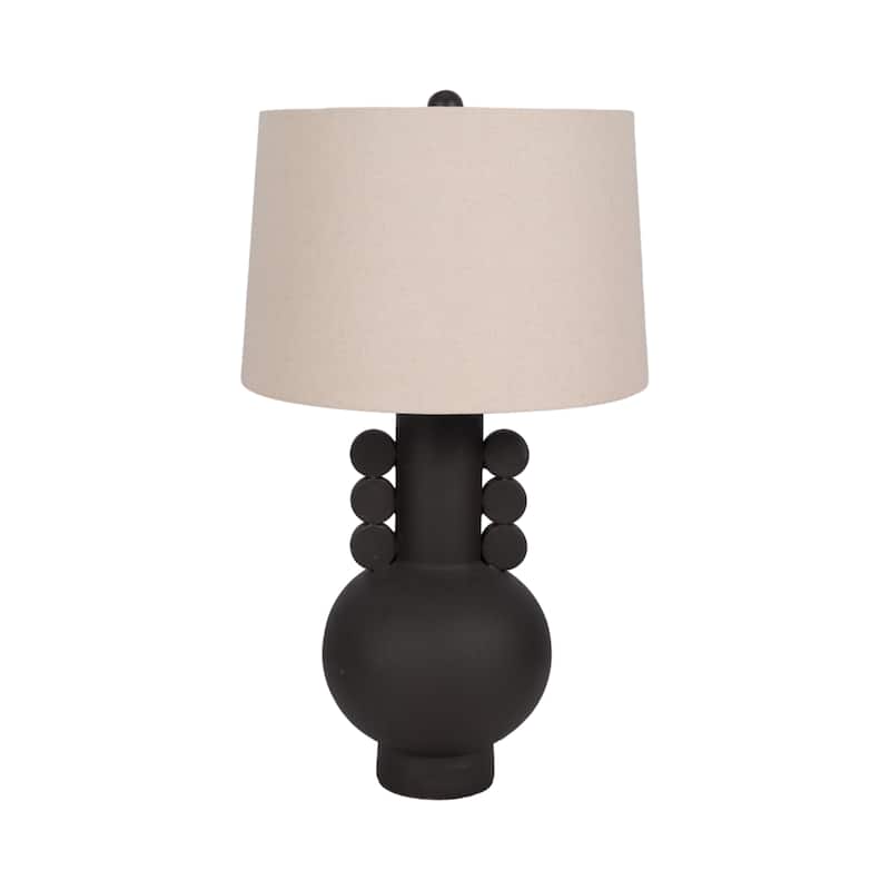 Sagebrook Home Ceramic Eared Totem Table Lamp, 30-inch, Chic Black Design - 17" x 17" x 30"