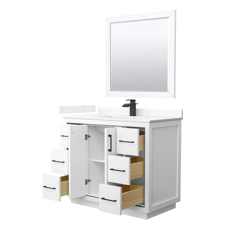 Icon 42-inch Single Vanity, Quartz Top, 34-inch Mirror