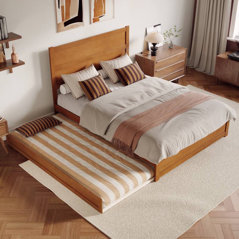 Aveline Wood Platform Bed with Matching Footboard & Trundle