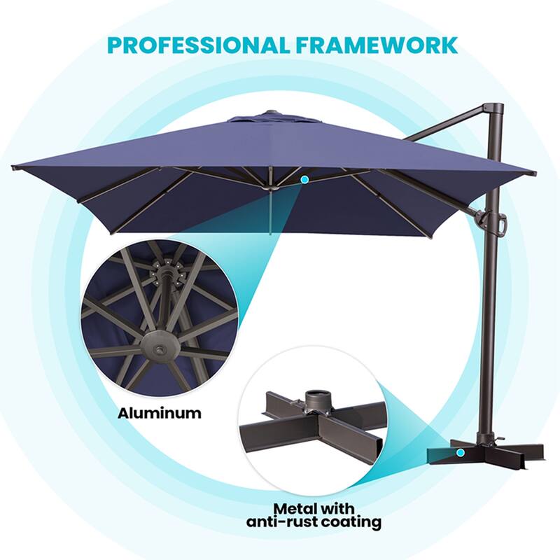 Pellebant Patio 10 x 13 FT Cantilever- Offset Umbrella Outdoor Umbrella with Base Stand