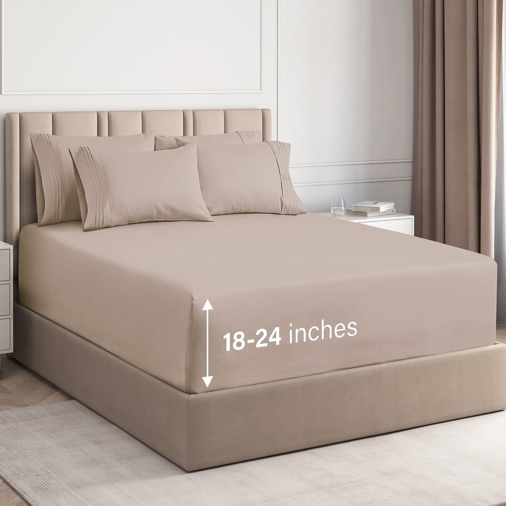 CGK Linens 6 Piece Extra Deep Pocket Microfiber Hotel Luxury Bed Sheets Set