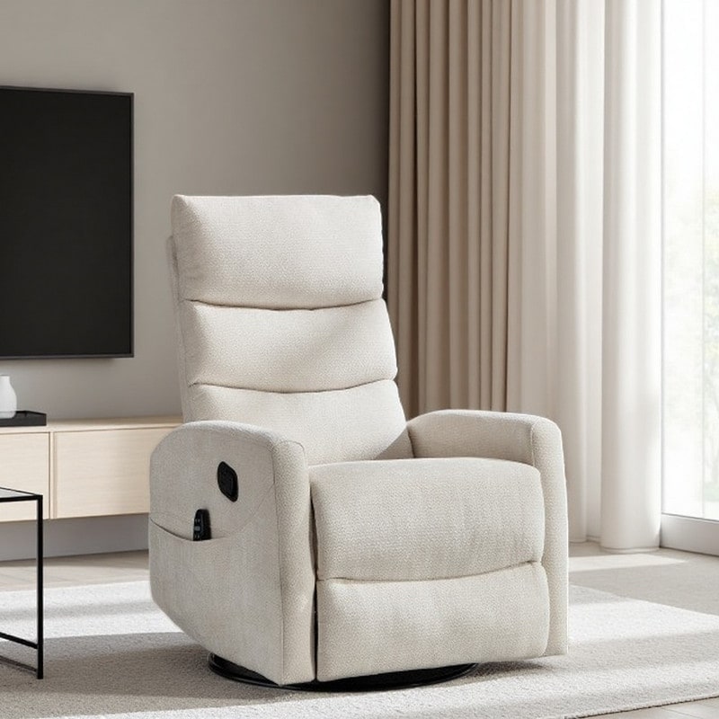 Swivel Rocker Recliner Chair with Heat & 8-Point Massage, 155° Manual Recline & Lumbar Heating Function