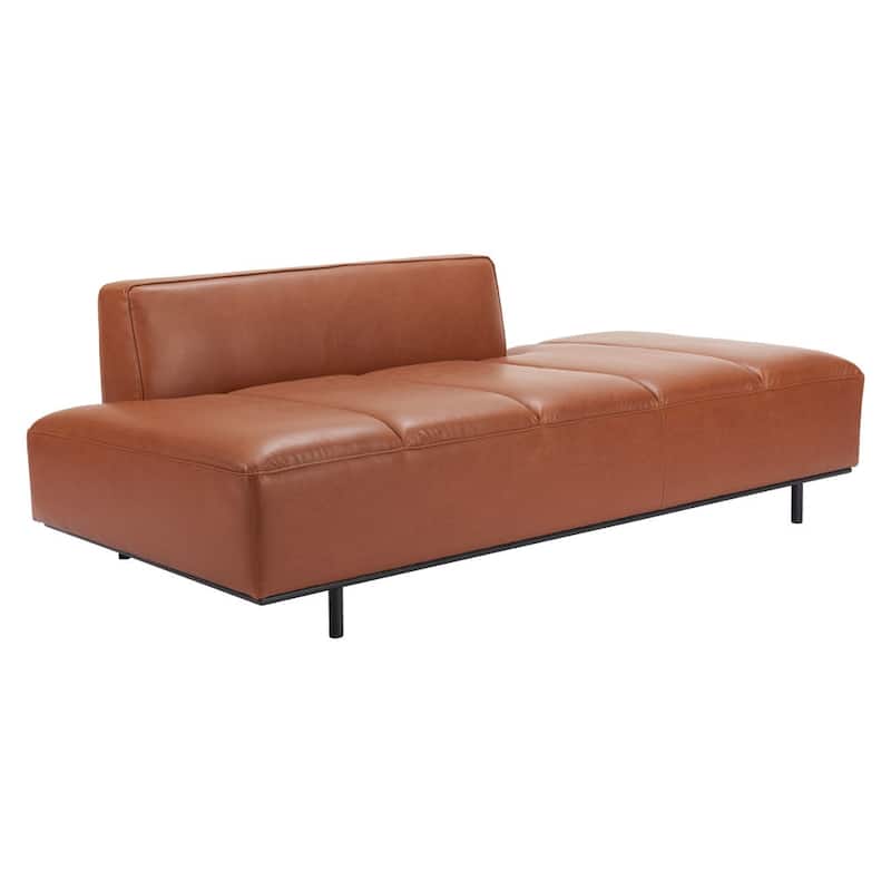 HomeRoots 79" Brown Faux Leather Sofa With Black Legs