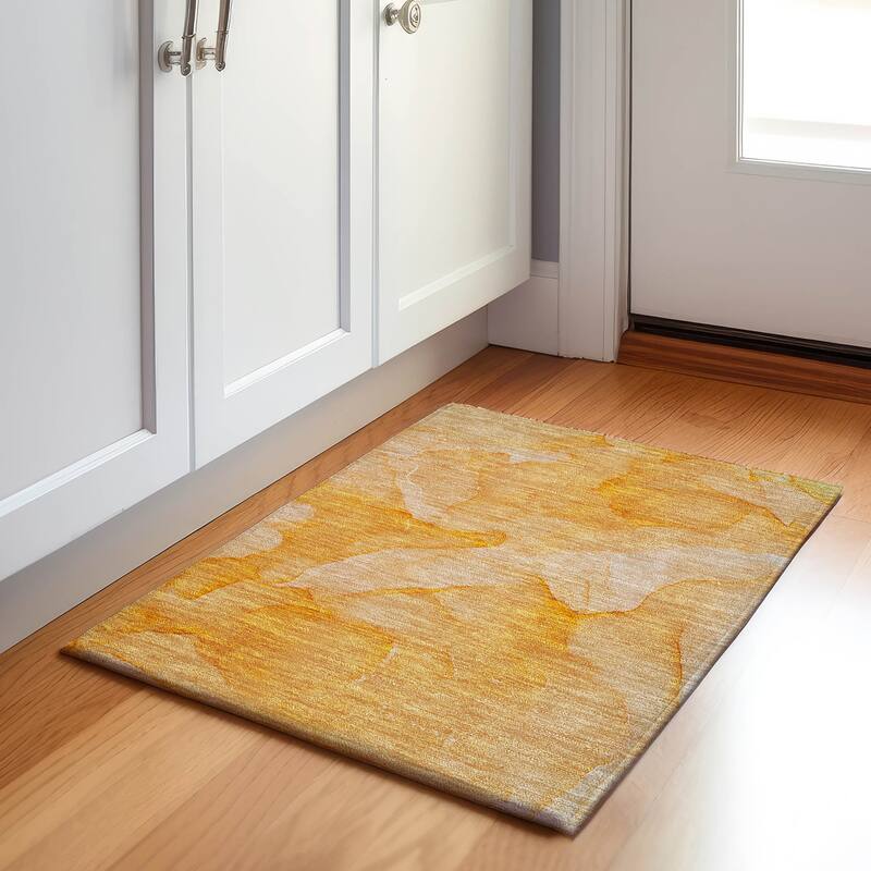 Premium Washable Super Soft Abstract Contemporary Mayfield Rug - Orange - 1' 8" x 2' 6" - Rectangle