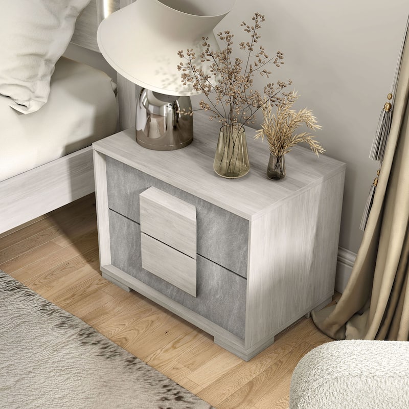 Furniture of America Jonnick Contemporary Two-tone Washed White 2-Drawer Nightstand