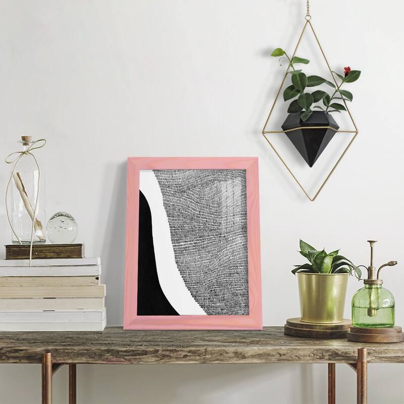Black & White Abstract I -Framed Print w/glass-Cherry Red
