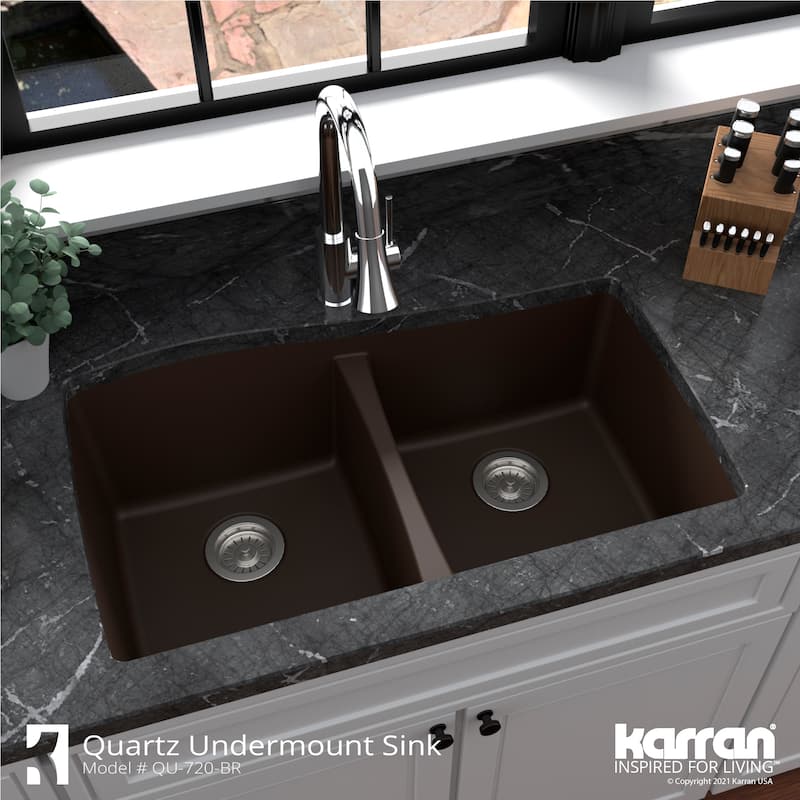 Karran Undermount Quartz Double Bowl Kitchen Sink