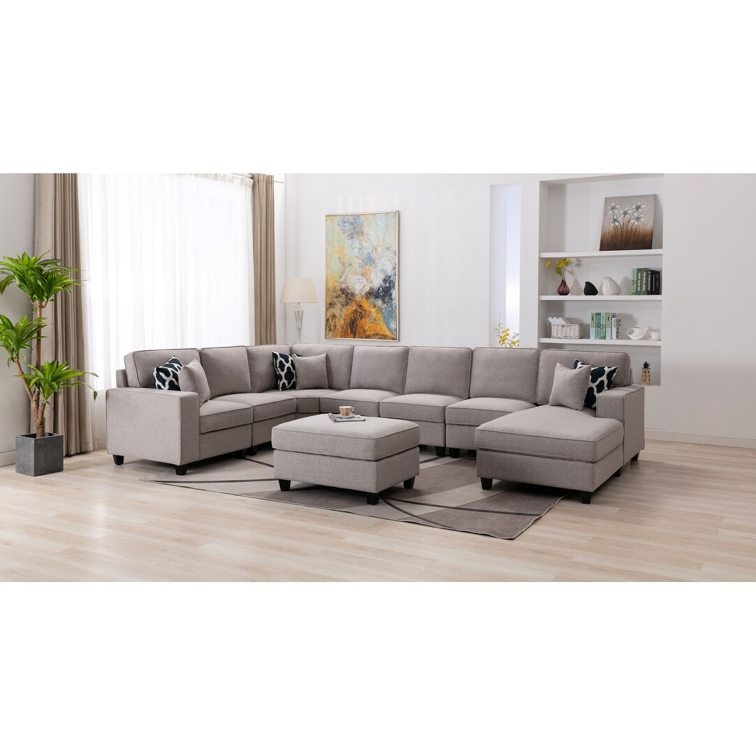 149" Classic Reversible Modular Sectional with Ottoman