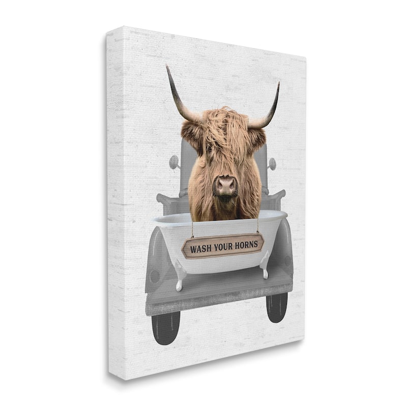 Stupell Wash Your Horns Cattle Canvas Wall Art Design by Lettered and Lined