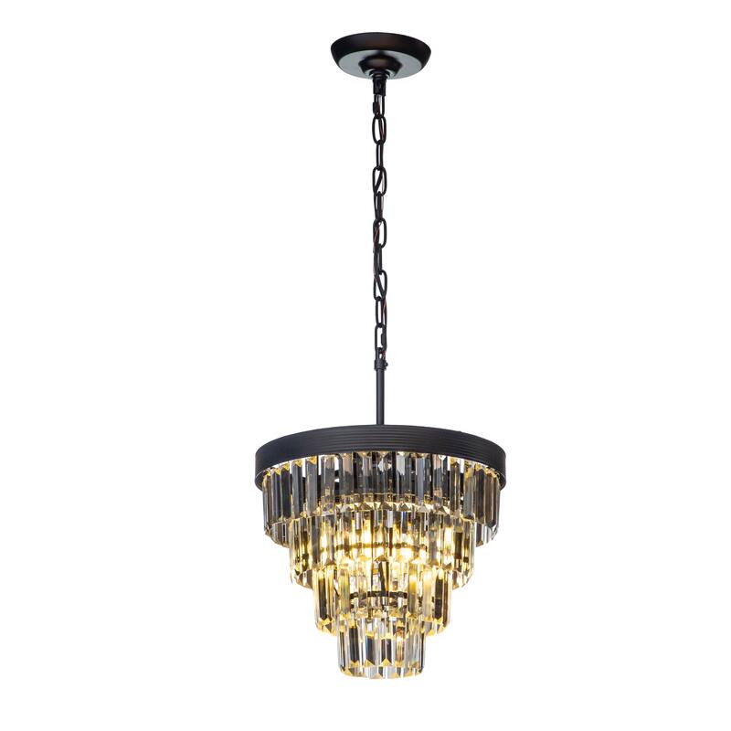 3-Light 13" Cone Shape 4-Tier Crystal Chandelier