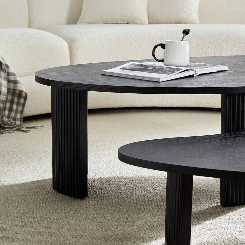 2-Piece Modern Irregular Shape Coffee Table Set for Living Room, Easy Assembly, Nesting Coffee Tables