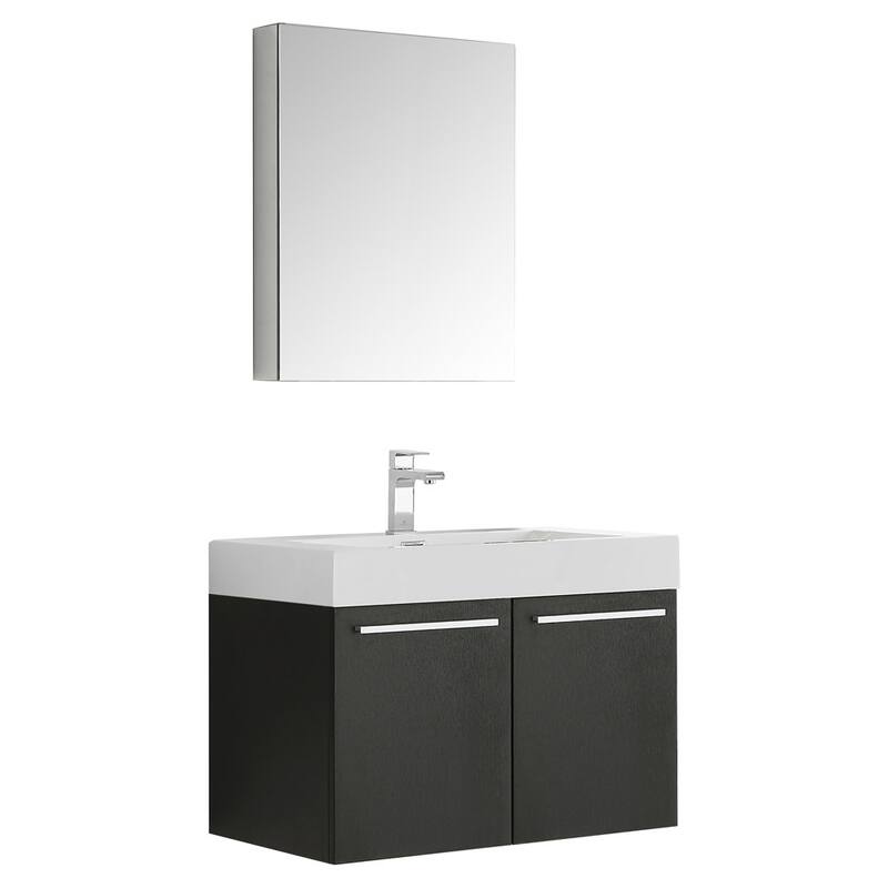 Fresca Senza 29-1/2" Wall Mounted / Floating Vanity Set with MDF - Black