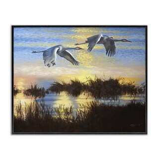 Stupell Two Cranes Over Lake Framed Giclee Art Design By D. Rust - Bed ...