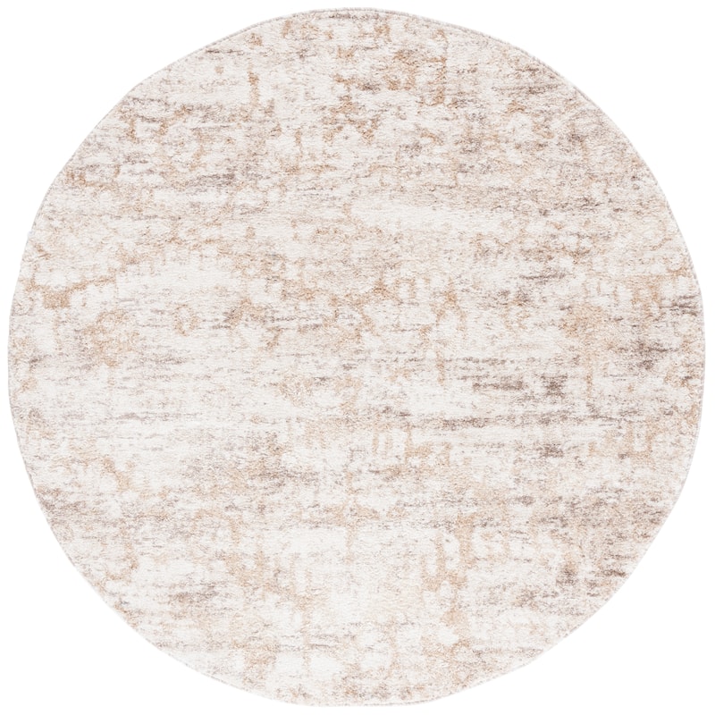 SAFAVIEH Ravine Shag Luxita Shag Rug - 6'7" Round - Beige/Ivory
