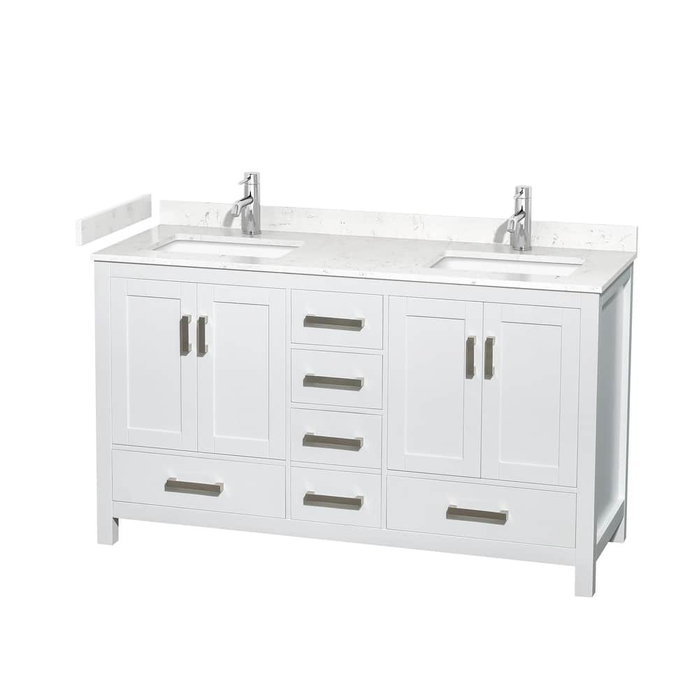 Wyndham Collection Sheffield 60" Double Bathroom Vanity, Carrara