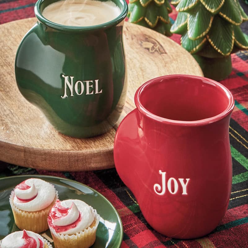 Noel Handwarmer Mug - 18oz Ceramic Drinkware for Christmas - Green, Dishwasher Safe, Perfect for Cozy Winter Drinks