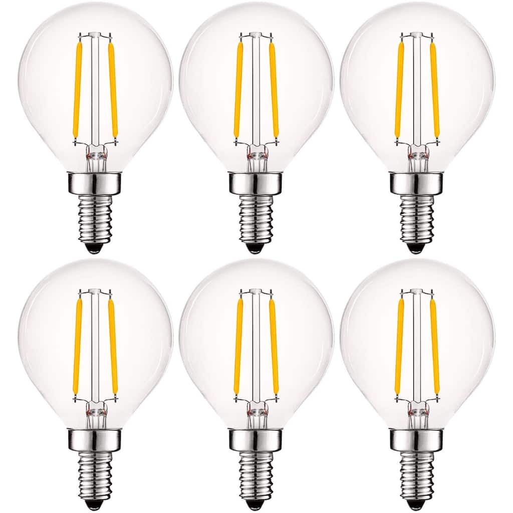 Luxrite 4W Vintage G16.5 LED Globe Light Bulbs Dimmable, 400 Lumens, 40W Equivalent, Clear Glass, E12 Base (6 Pack)