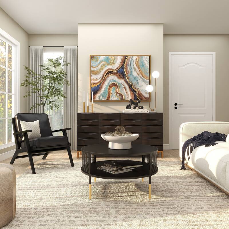 Canvas Leaf Living Room Framed Wall Art with Silver Frame