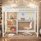 preview thumbnail 2 of 16, Full Size Loft Bed with Desk and Whiteboard with 3 Shelves and Ladder