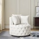 preview thumbnail 4 of 34, Velvet Upholstered Swivel Chair for Living Room, with Button Tufted Design and Movable Wheels, Including 3 Pillows