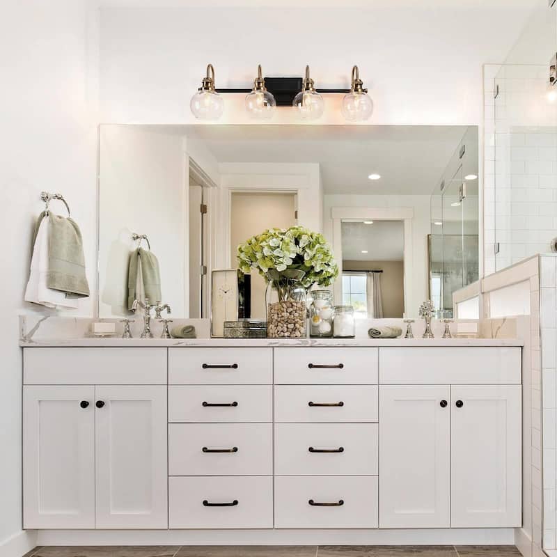 Modern Black Gold 2/3/4 Lights Bathroom Vanity Lights Globe Wall Sconce Lighting