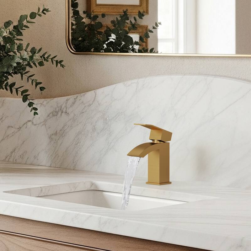 Single Handle Single Hole Waterfall Bathroom Faucet with Pop‑Up Drain