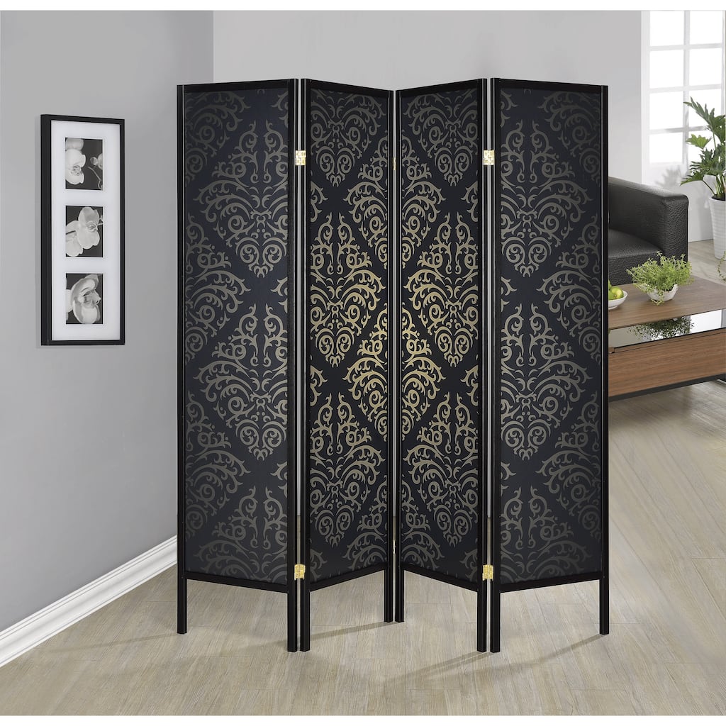 Cordova Black 4-panel Folding Screen