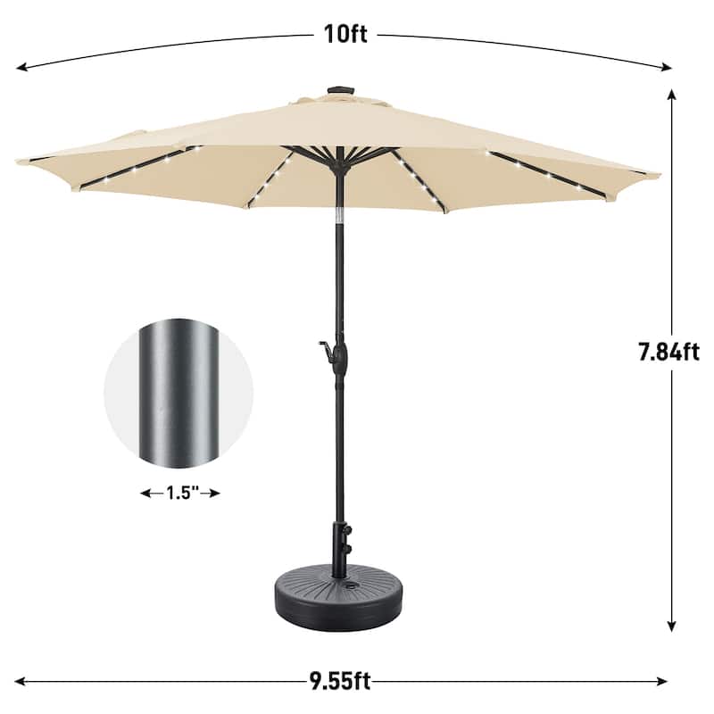 Ainfox 10ft Patio Umbrella with Lights Outdoor Solar Umbrella