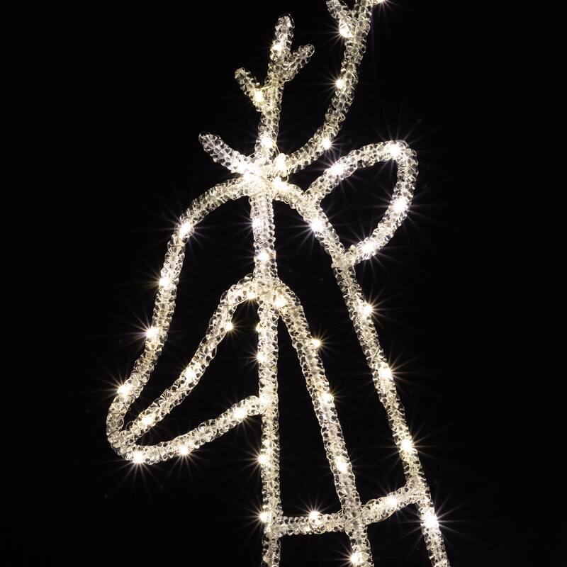 LED Lighted Icy Reindeer Christmas Yard Decoration - 34.25" Silver Wire - Warm White