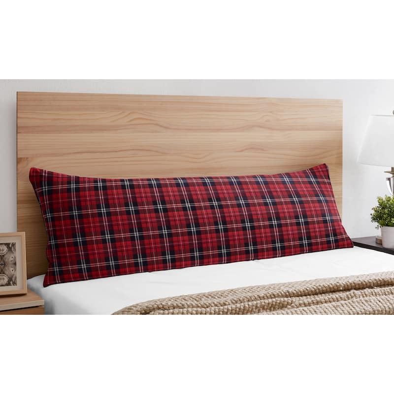 Sweet Jojo Designs Red and Black Woodland Plaid Flannel Rustic Patch Collection Body Pillow Case (Pillow Not Included)