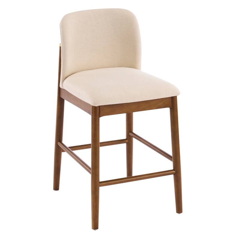 Christopher Knight Home - Lois Modern Upholstered Solid Rubberwood Counter Stool Set - Bar Chairs with Ergonomic Backrest