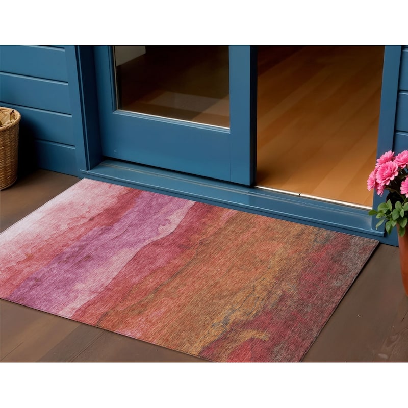 HomeRoots Abstract Modern Rectangle Outdoor Rug - 3' x 5'