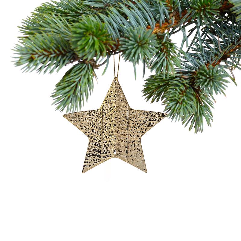 Christmas Hammered Metal Ornament Star Set of 12 Bed Bath & Beyond