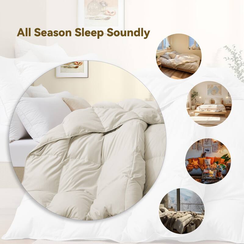 All Season Medium to Extra Warmth White Feather Down Comforter Duvet Insert
