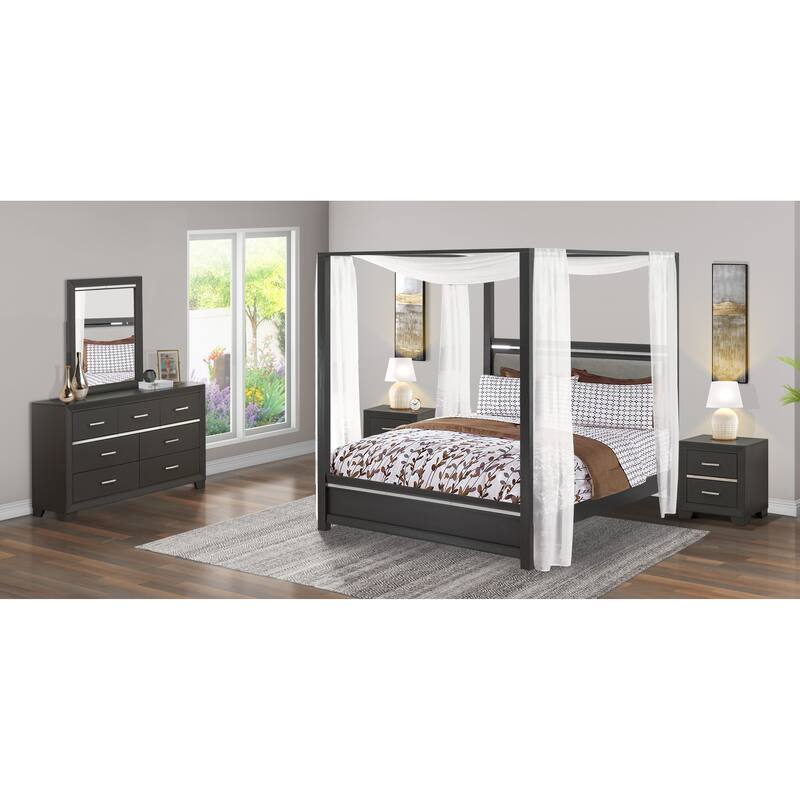 East West Furniture Denali Queen Size Bedroom Set with Upholstered Headboard (Pieces Option)